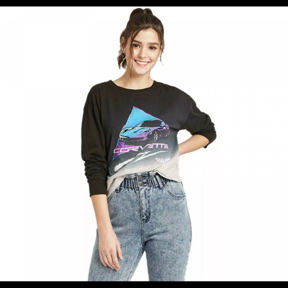 Women's Cropped Long Sleeve Corvette Shirt Juniors